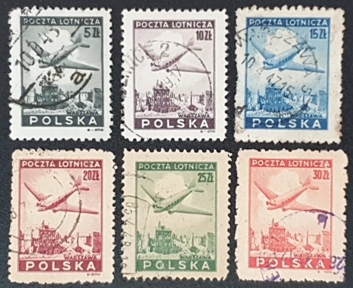 Poland 1946 "Air" SG555-560 Set of 6 used stamps