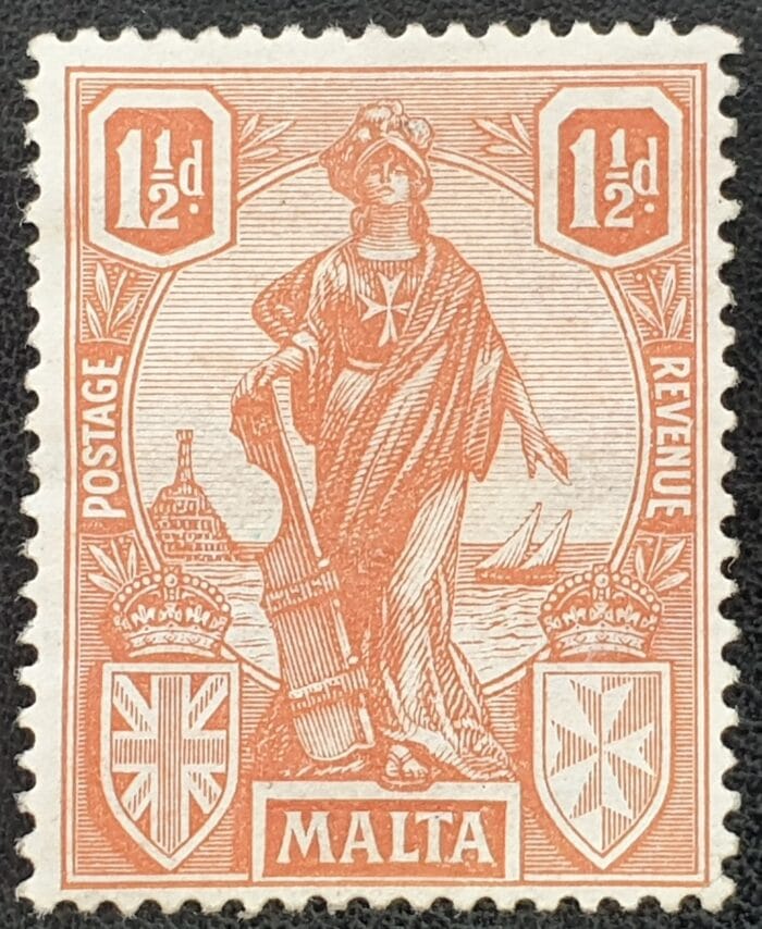 MALTA 1923 KGV SG127 1½d. brown-red Mounted Mint Single Stamp