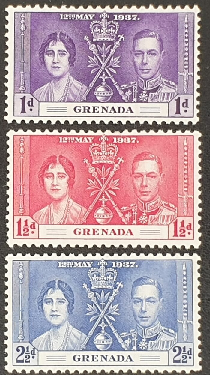 Grenada 1937 "Coronation" SG149/151 Set of 3 Mounted Mint Stamps