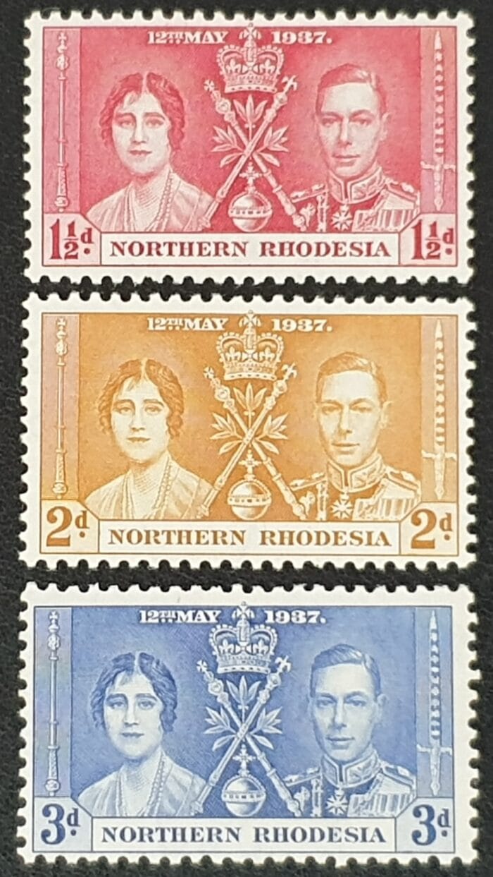 Northern Rhodesia 1937 "Coronation" SG22/24 Set of 3 Mounted Mint Stamps