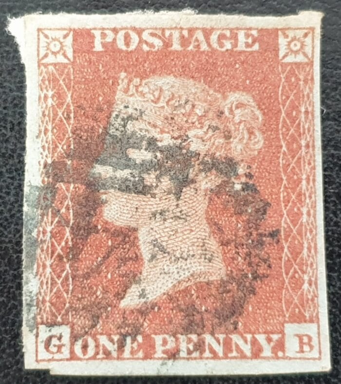 Great Britain Queen Victoria  SG8 1d red Thick outer frame Letters GB used stamp