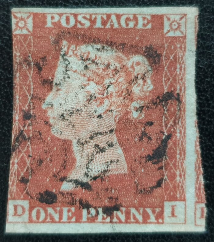 Great Britain Queen Victoria SG8 1d red D-I Plate 36 Black MX used stamp