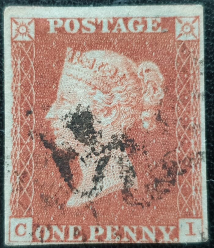 Great Britain Queen Victoria SG8 1d red Black MX Plate 36 C-I Ivory Head used stamp