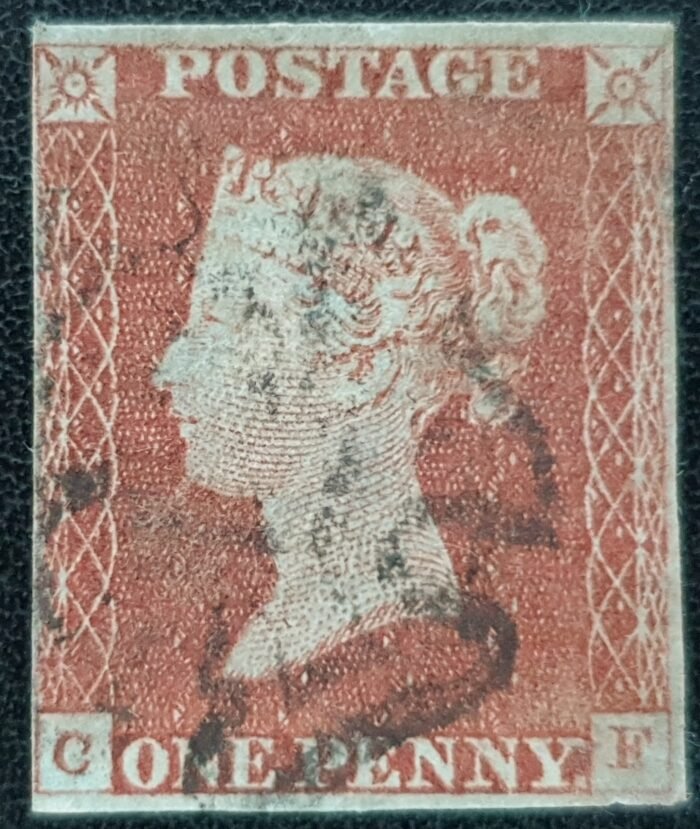 Great Britain Queen Victoria SG8 1d red C-F Black MX Plate 36 Ivory Head used stamp