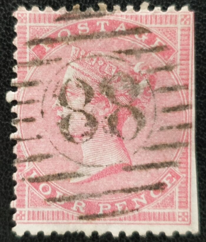 Great Britain Queen Victoria 1857 SG66a. 4d. rose used stamp