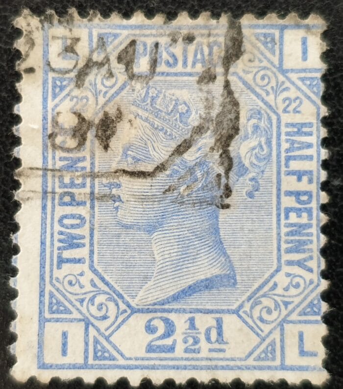 Great Britain Queen Victoria 1880 SG157 2½d. blue , Plate 22, Letters I-L used stamp