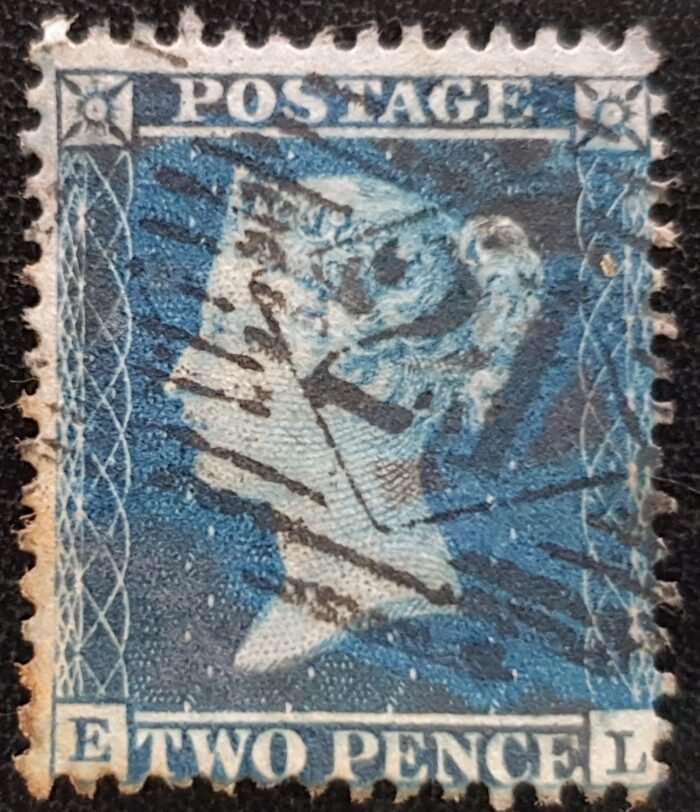 Great Britain Queen Victoria 1857 SG35 2d Blue, Wmk. LC, P14, Plate 6, EL, used single stamp