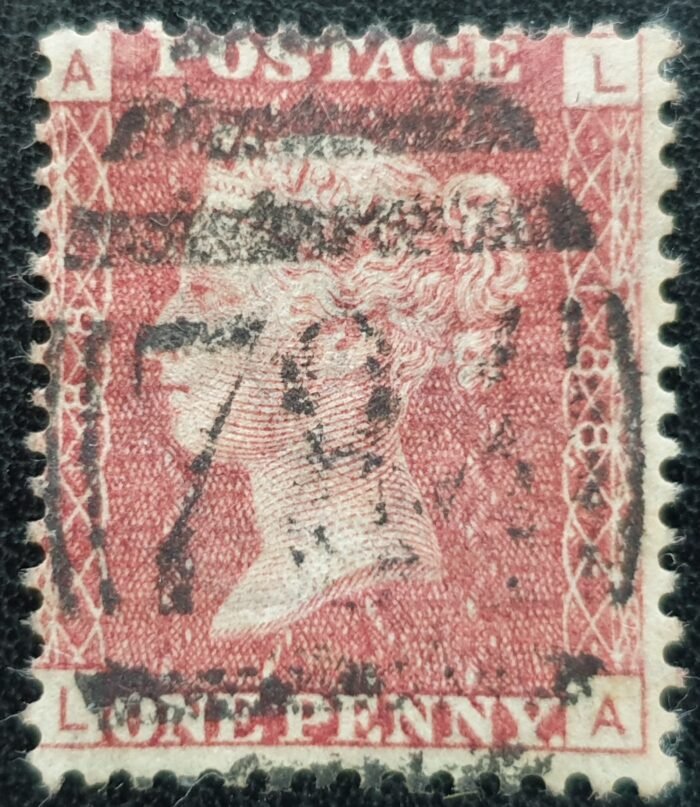 Great Britain Queen Victoria 1864 SG43 1d. red Plate 188 L-A used stamp