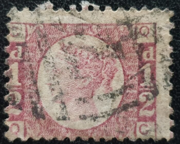 Great Britain Queen Victoria SG48 Rose-Red 1870 ½d Bantams Plate 3 Q-C used stamp