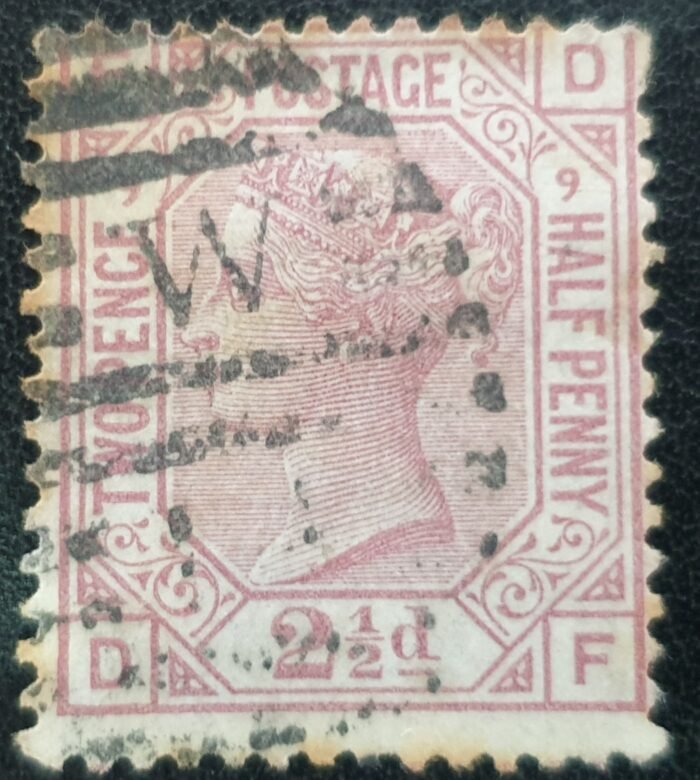 Great Britain Queen Victoria 1877 SG141 2½d. rosy mauve , Plate 9, Letters D-F used stamp