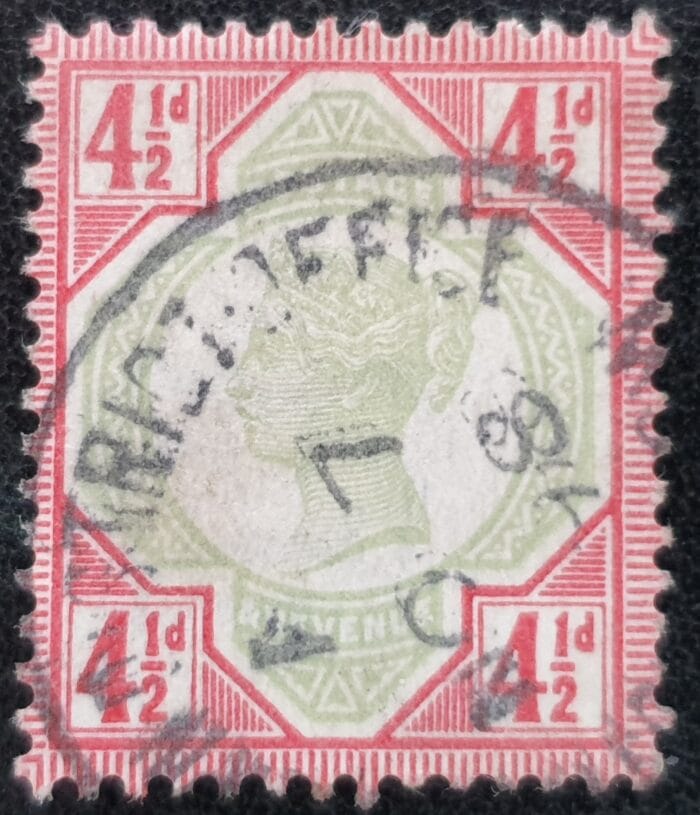 Great Britain Queen Victoria 1887-1900 ‘Jubilee’ Issue SG206 4½d. green and carmine used single stamp