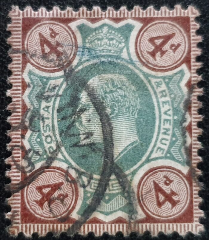 Great Britain King Edward VII 1902 SG236 4d. green/choc-brn used single stamp