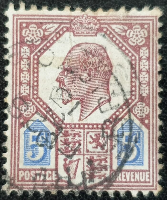 Great Britain King Edward VII SG293 SPEC M30(1) 5d dull red-purple & cobalt blue cds FU