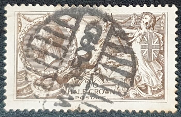 Great Britain King George V 1918 SG414 2s6d Chocolate-Brown Bradbury Wilkinson CDS Watford used stamp