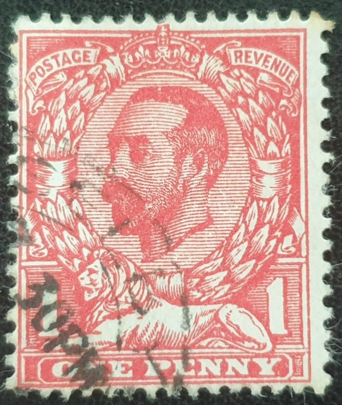 Great Britain King George V SG327 1d carmine-red Die A used stamp