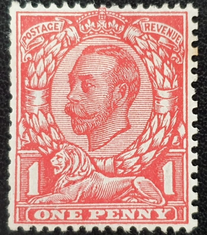 Great Britain King George V 1912 SG345 1d scarlet Mounted Mint Single Stamp