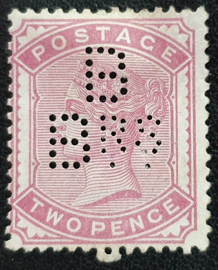 Great Britain Queen Victoria SG168 2d. pale rose Perfin. unused stamp
