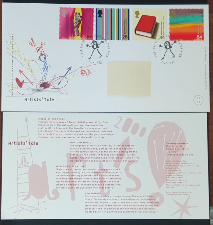 Great Britain 1999 First Day Cover "Artists' Tale" 7-12-1999 STRATFORD-UPON-AVON