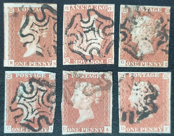 Great Britain Queen Victoria SG8 1d red-brown Black Maltese Cross used stamps