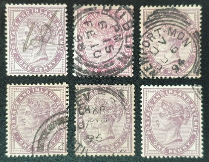 Great Britain Queen Victoria SG172/4 1d lilac/mauve 16 dots used stamps