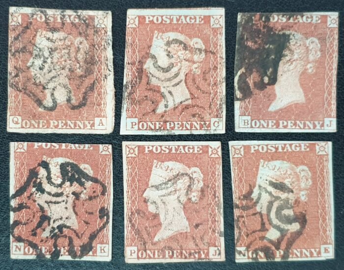 Great Britain Queen Victoria SG8 1d red-brown Black Maltese Cross used stamps