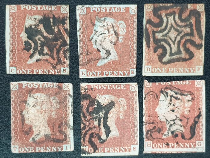 Great Britain Queen Victoria SG8 1d red-brown Black Maltese Cross used stamps