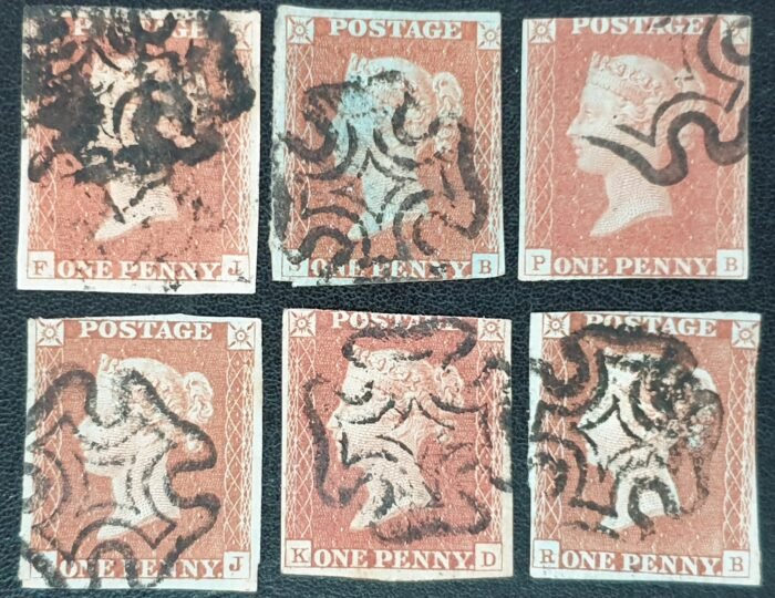 Great Britain Queen Victoria SG8 1d red-brown Black Maltese Cross used stamps
