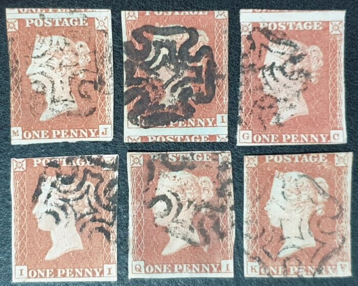 Great Britain Queen Victoria SG8 1d red-brown Black Maltese Cross used stamps