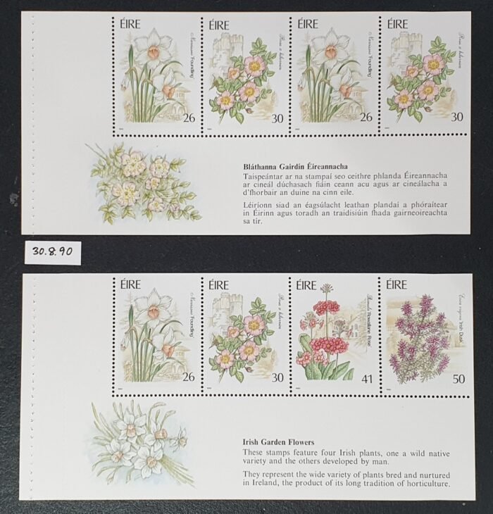 Ireland 1990 'Garden Flowers' Booklet Pane MNH