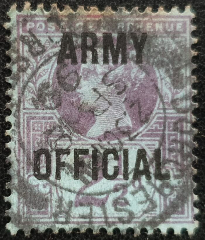 Great Britain Queen Victoria 'ARMY OFFICIAL' SG O44 purple/blue CDS DORCHESTER used