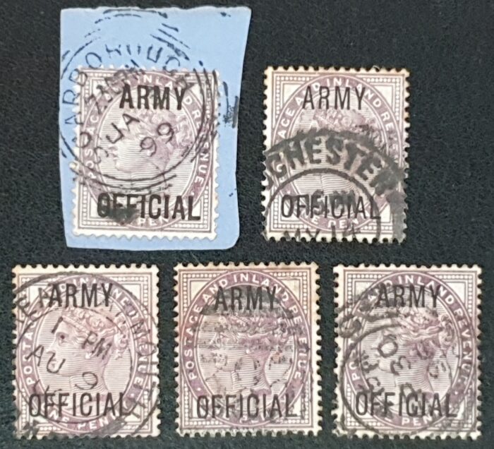 Great Britain Queen Victoria 'ARMY OFFICIAL' 1d Lilac Collection Used Stamps