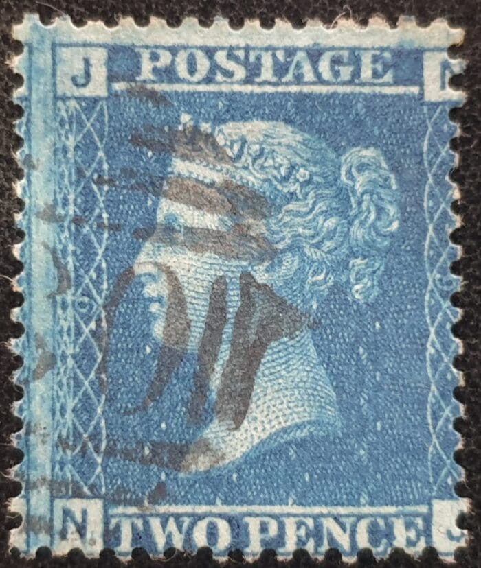 Great Britain Queen Victoria SG45 2d blue NJ Plate 9 State I used