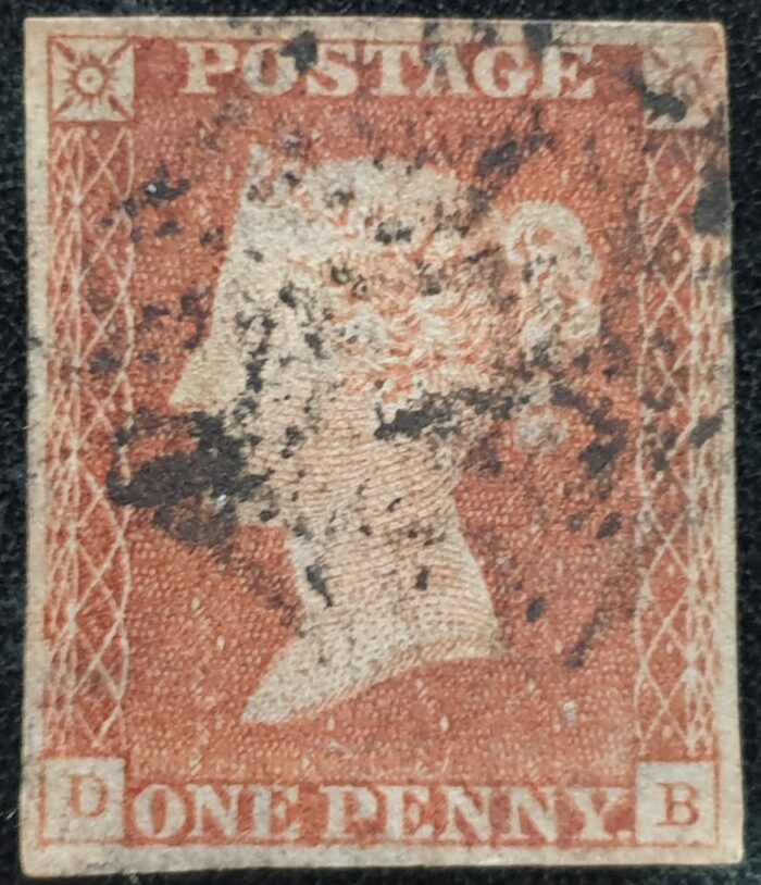 Great Britain Queen Victoria SG8 1d red Letters DB Plate 18 Black MX used