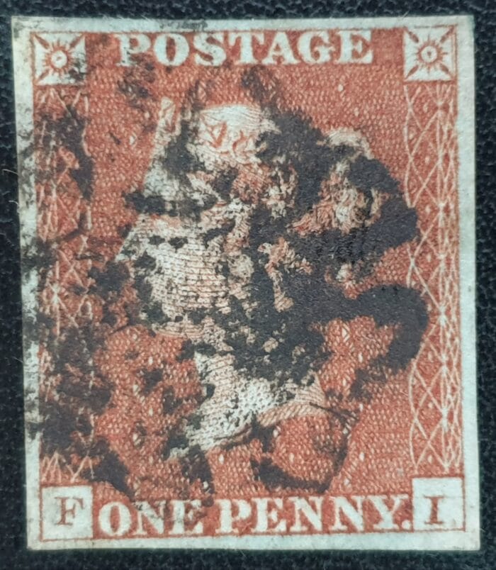 Great Britain Queen Victoria SG8a 1d red FI Plate 28 Black MX Ivory Head used