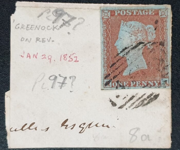 Great Britain Queen Victoria SG8 1d red-brown QA Plate 97 used on piece