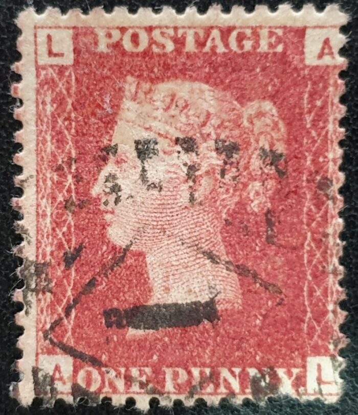 Great Britain Queen Victoria 1867 SG43 1d red Plate 107 AL Optd. Copestake, Moore used stamp - Image 2