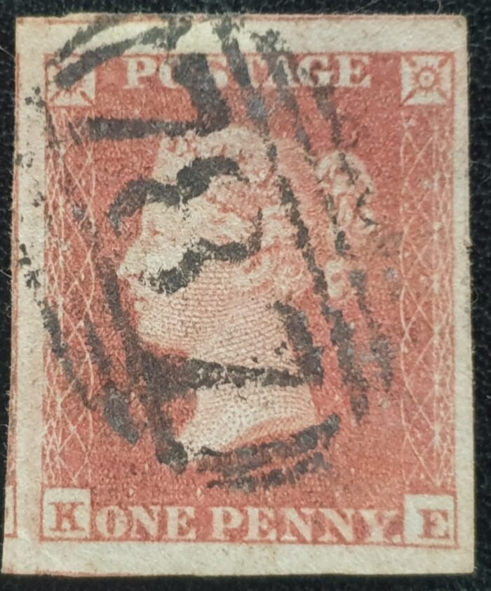 Great Britain Queen Victoria SG8 1d red-brown KE Die I Cancel '787' Tetworth Oxon.