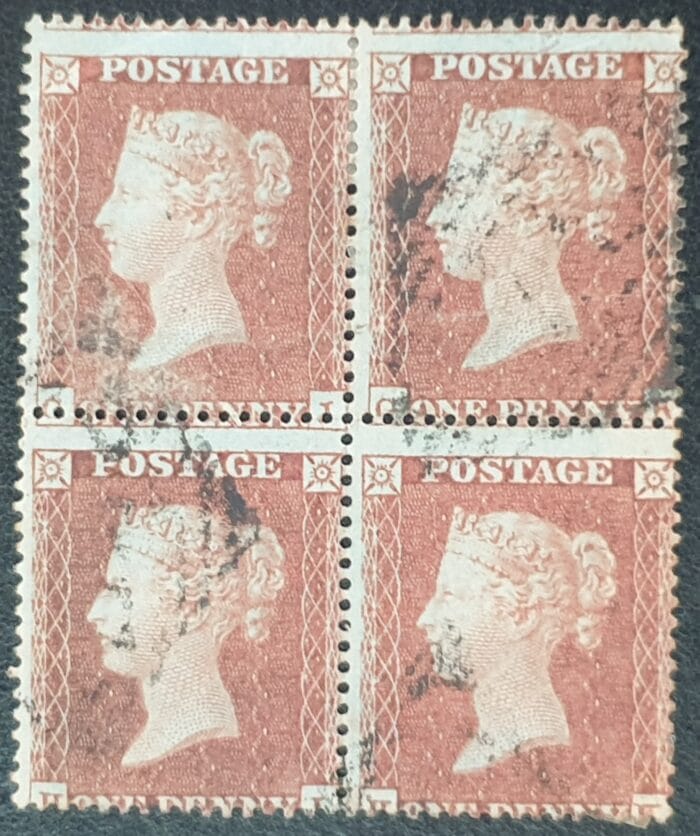 Great Britain Queen Victoria PENNY RED 1854 Stamp SG17 C1 1d (GJ-HK) BLOCK