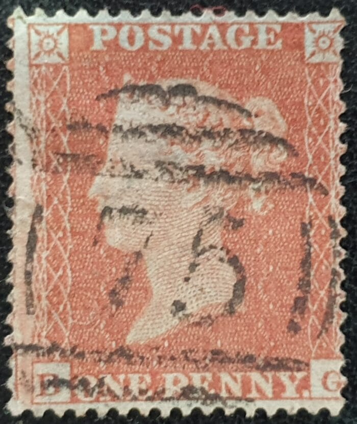 Great Britain Queen Victoria 1854 SG17 1d red-brown SC16 DIE I Letters BG used