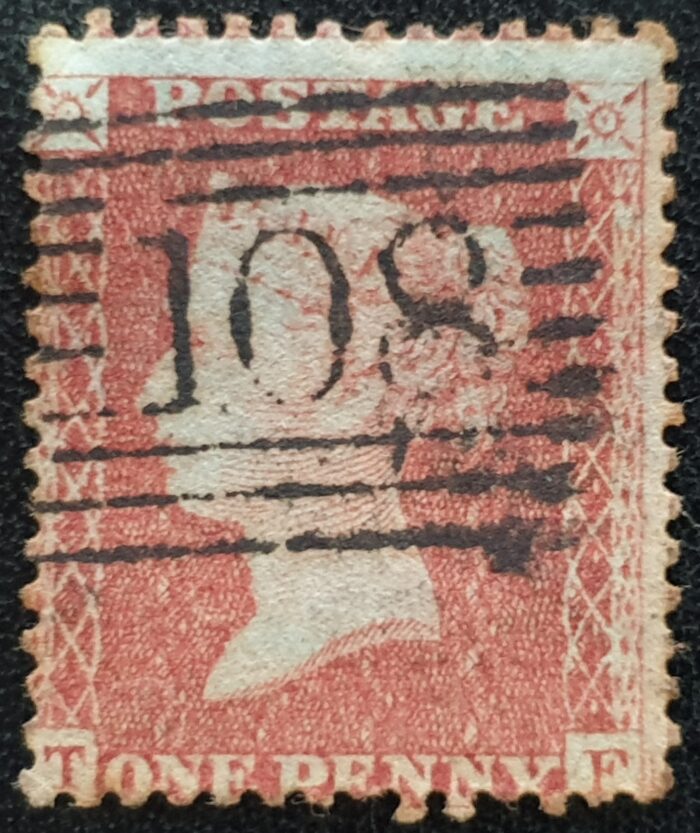 Great Britain Queen Victoria 1855 1d RED-BROWN SG22-C2(1) Letters TF used