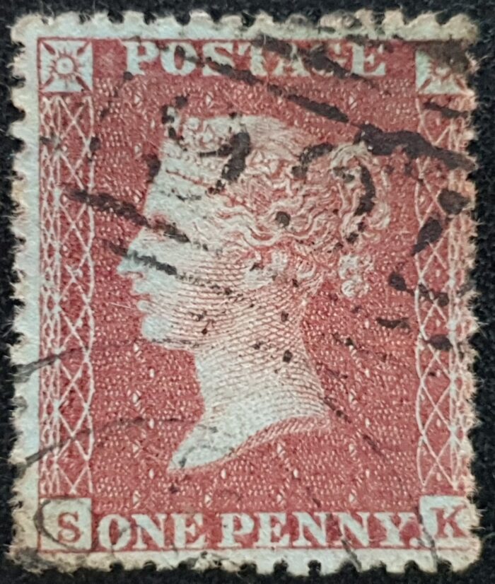 Great Britain Queen Victoria  1855 1d brick red Plate 17 Die II SG30-C8(2) LC 14 used