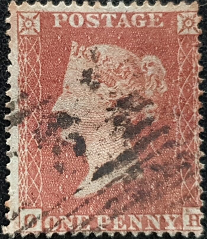 Great Britain Queen Victoria 1854 1d Red Small Crown SG17 Letters OH used stamp