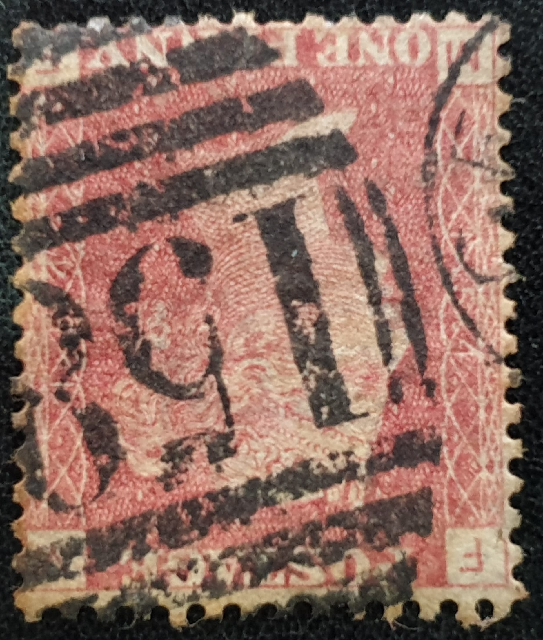 Great Britain Queen Victoria 1864 SG43wi 1d rose red Plate 154 MF Wmk. Inv. used