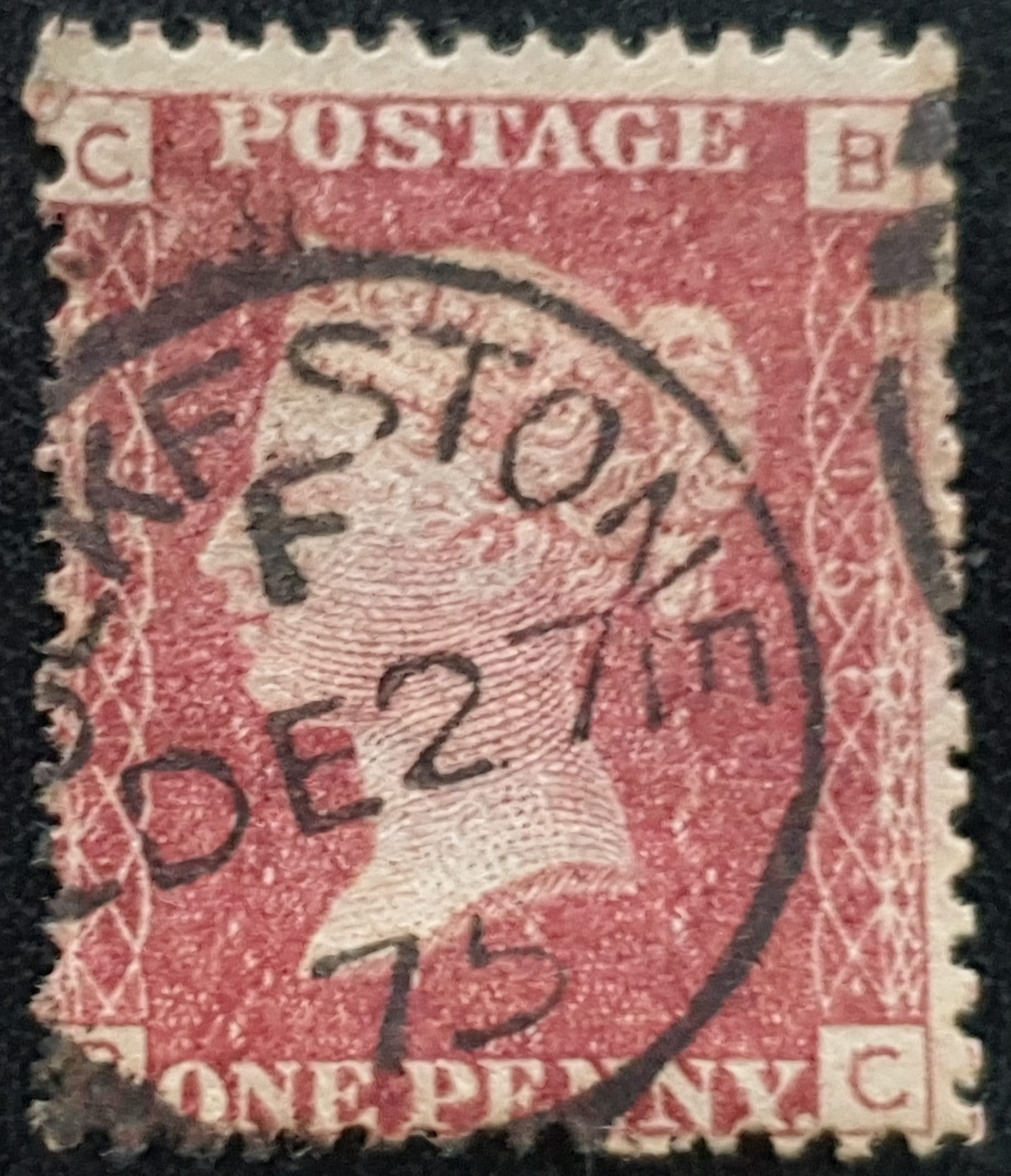 Great Britain Queen Victoria 1864 SG43 1d red CDS FOLKESTONE Plate 156 BC Used Stamp