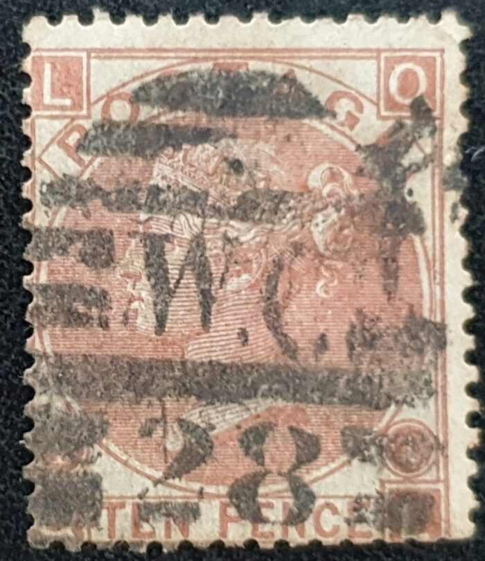 Great Britain Queen Victoria 1867 SG113 10d pale red-brown Plate 1 QL used