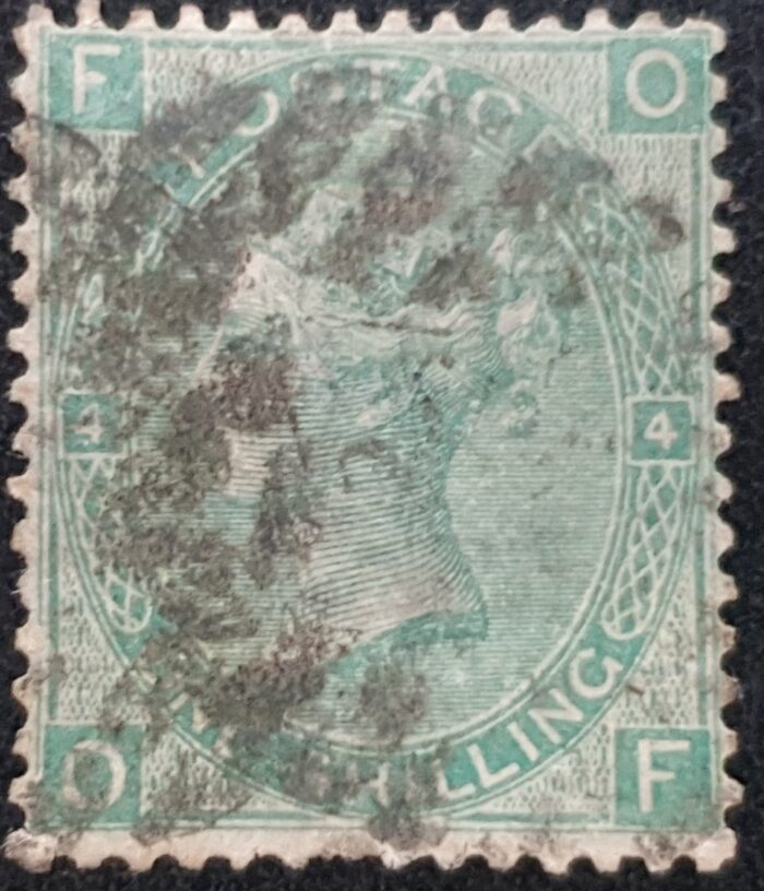 Great Britain Queen Victoria 1867 SG115 1s deep green Plate 4 OF used