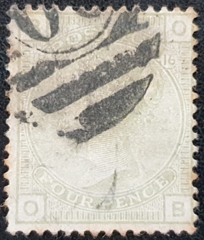 Great Britain Queen Victoria 1877 SG153 4d sage green Plate 16 OB used