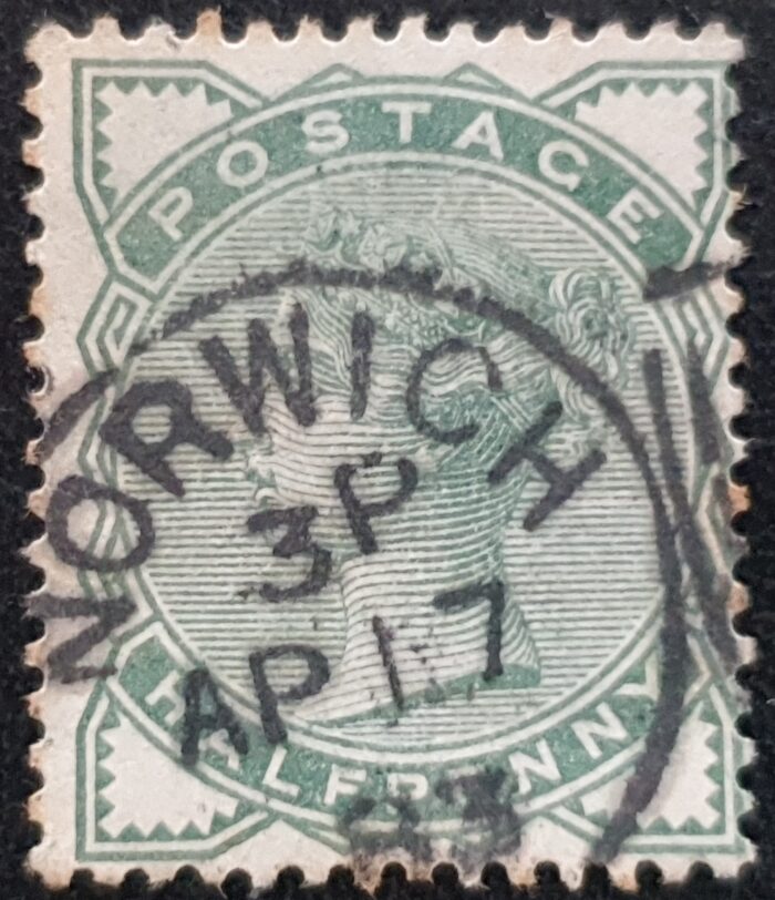 Great Britain Queen Victoria SG164 1880 ½d. deep green  CDS NORWICH Used Single Stamp