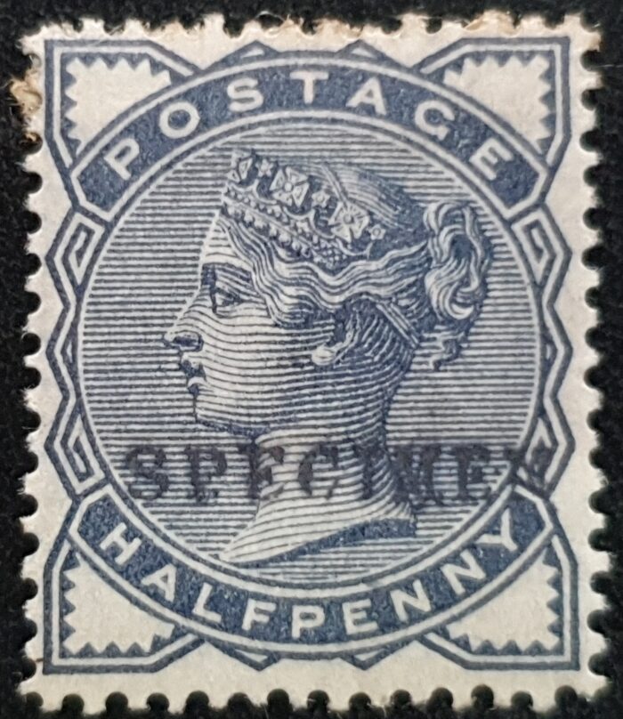 Great Britain Queen Victoria SG187 ½d slate-blue OVPT SPECIMEN Mounted Mint