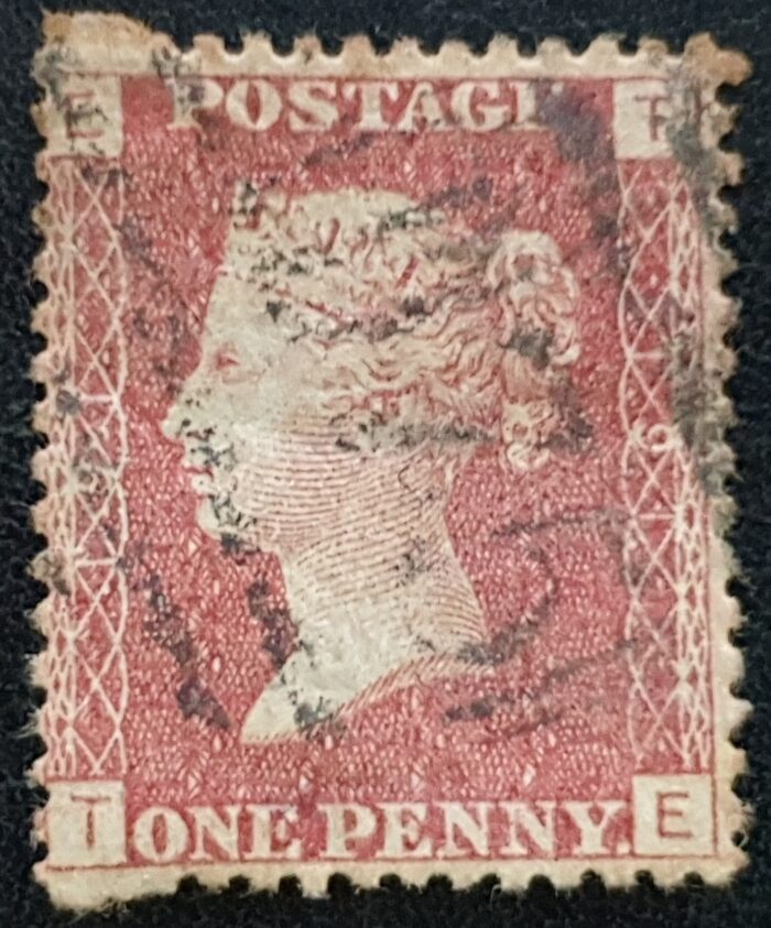 Great Britain Queen Victoria  SG43 1d red Plate 191 TE *BROKEN PERF-PIN* VARIETY used